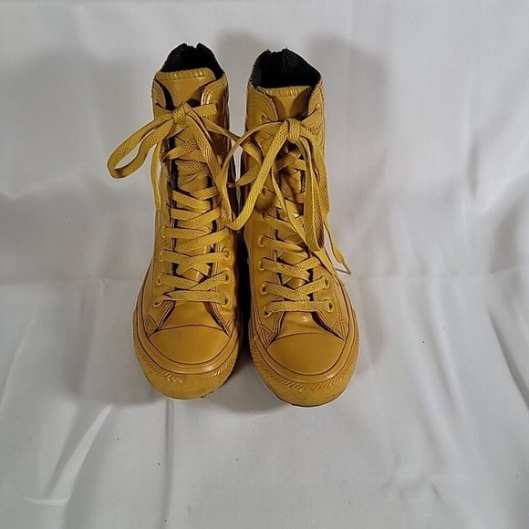 Converse Chuck Taylor Hi-Rise Boot Rubber Yellow Rear Zip 549589C Size W 5.5 - Picture 3 of 12